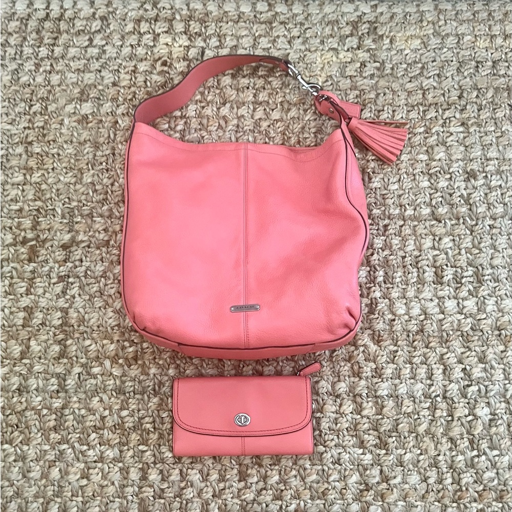 Coach Leather Coral Color Handbag